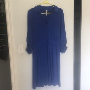 3/4 sleeve blue dress